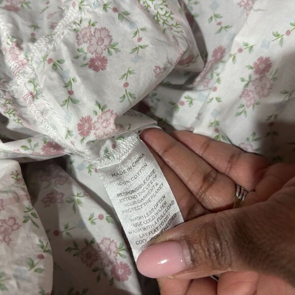 Hill House Home Louisa Nap Dress Womens Small White Floral Smocked Puff Sleeve - Picture 7 of 10